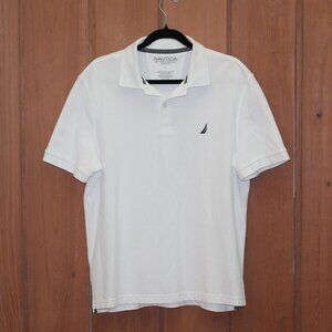 8 Nautica White Polo Shirt Classic Fit Men Size L